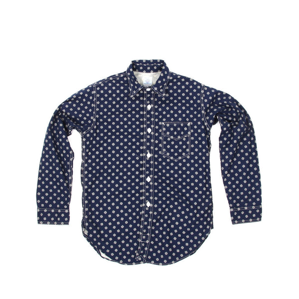 Post R Shirt (Vintage Calico Print Indigo)