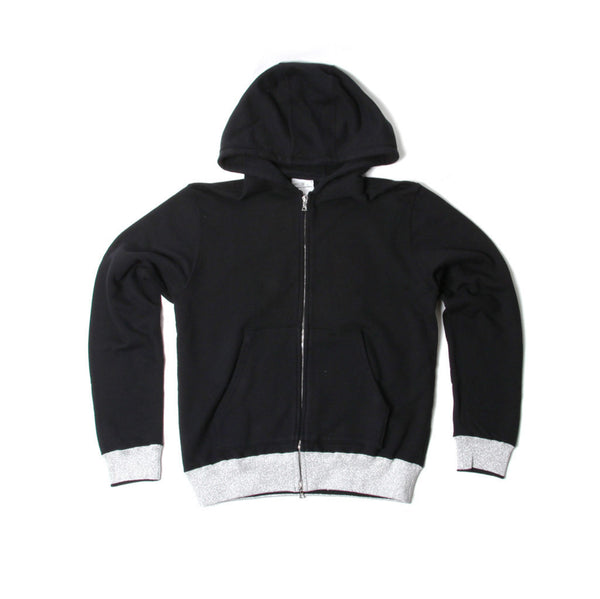 Lame Rib Zip Up Sweat Parka