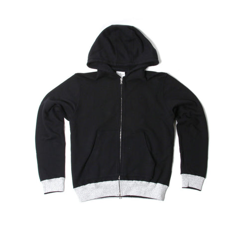 Lame Rib Zip Up Sweat Parka
