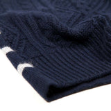 Border Stripe V Neck Angora Sweater